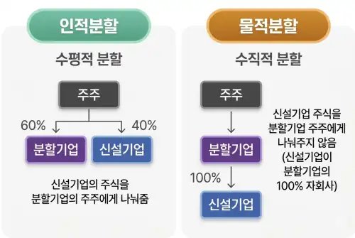 인적분할과 물적분할 차이점 비교